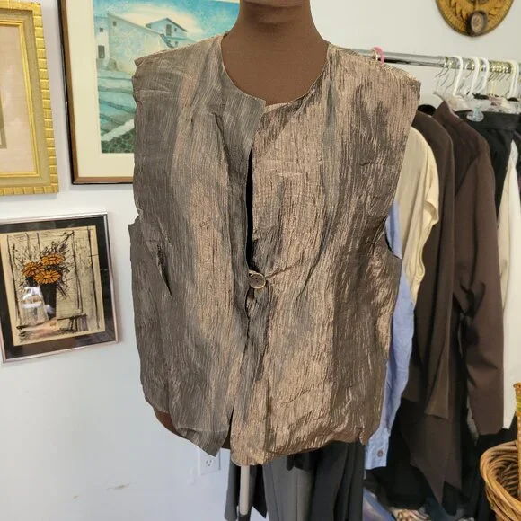 Susan Kirscher Designer Copper Metallic Vest Size Large - Picture 2 of 7